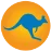 logo bluekango rond avec le kangourou, contour transparent